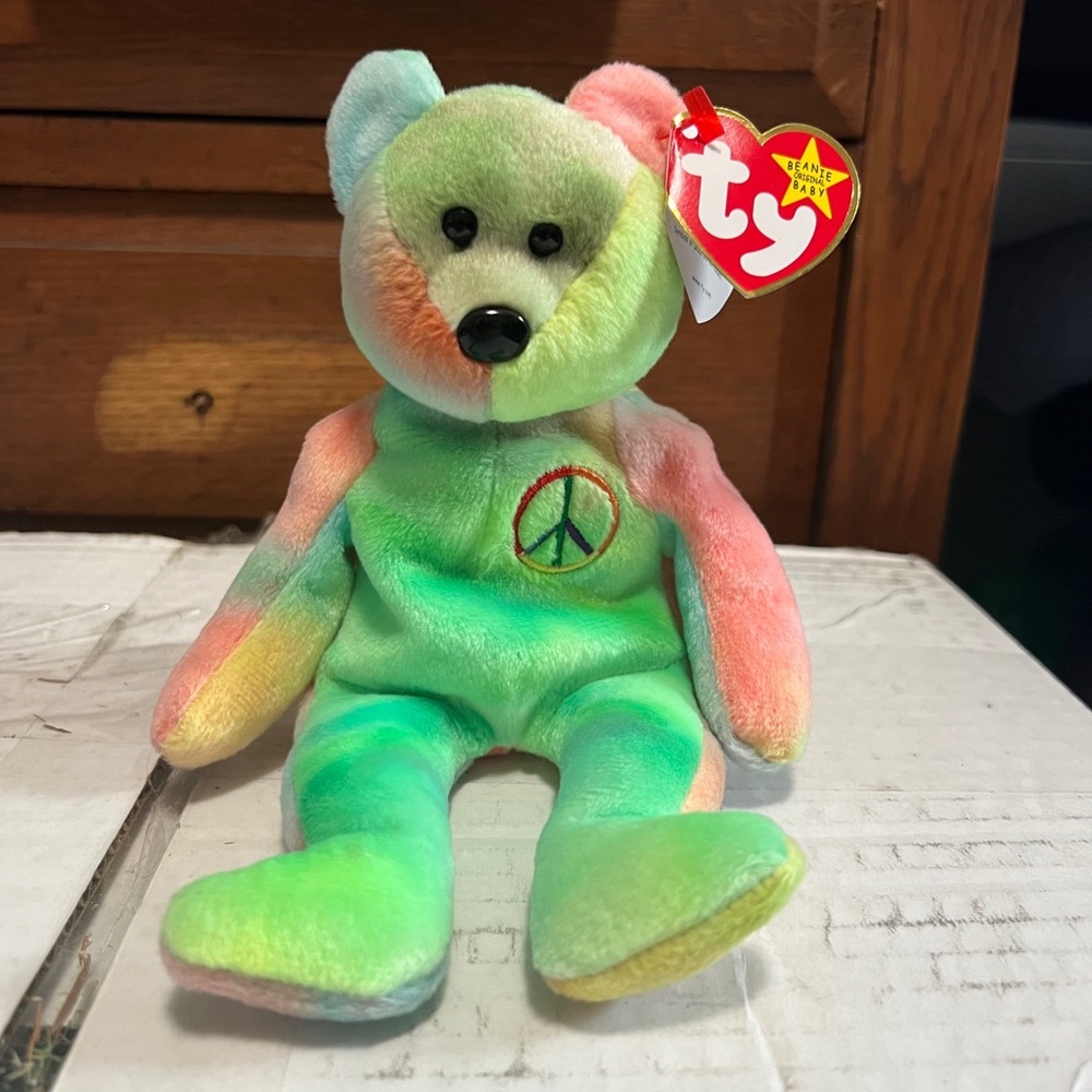 Ty Original Beanie Baby PEACE Bear RARE RETIRED 1996 Many Errors 115 Tush Stamp